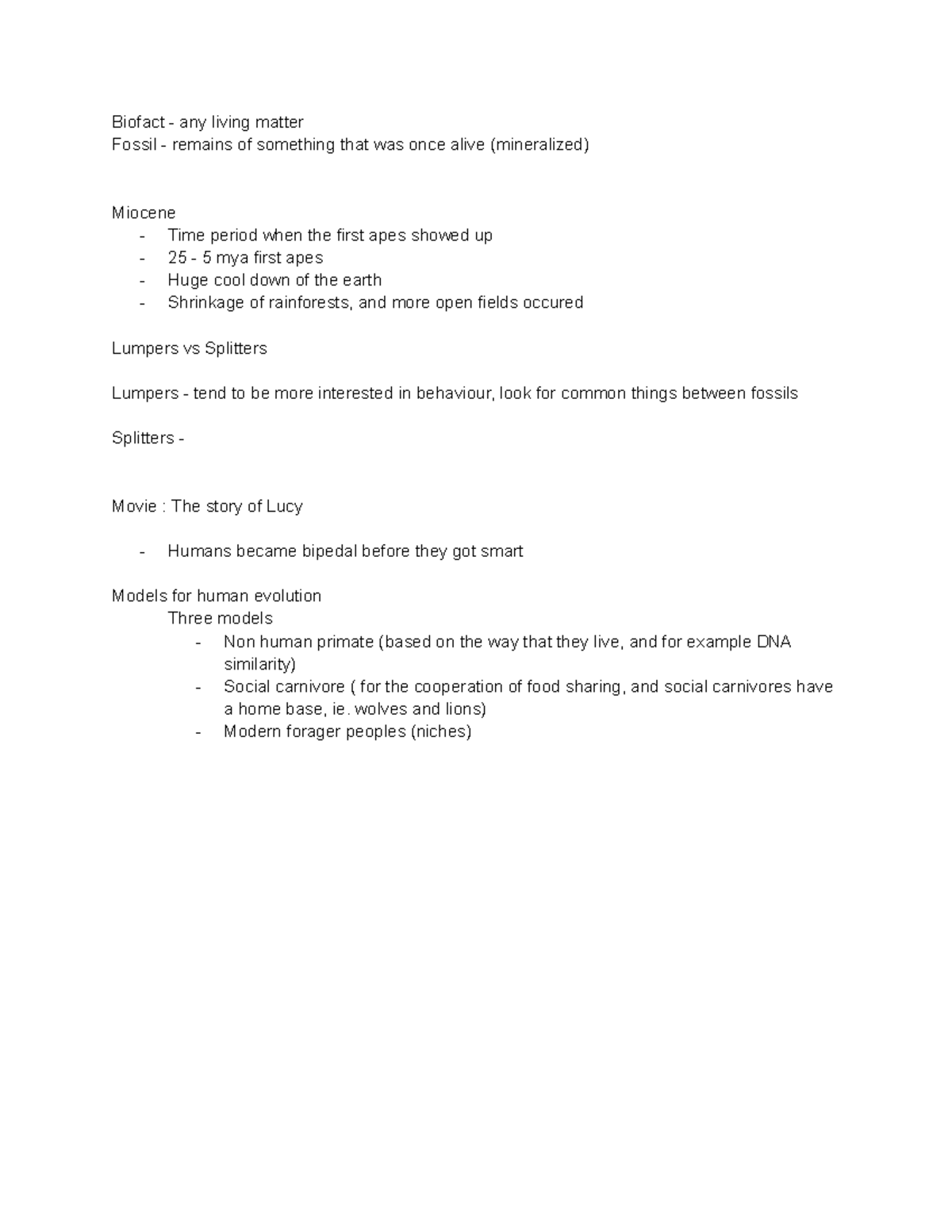 Chapter 10 - vdwfvhefey - Biofact - any living matter Fossil - remains ...