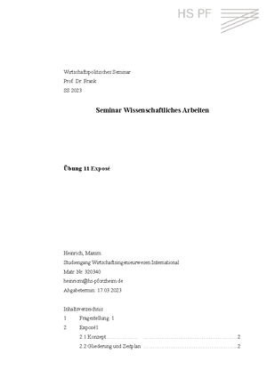 Übung 11 Wissenschaftliches Arbeiten - Wirtschaftspolitisches Seminar ...