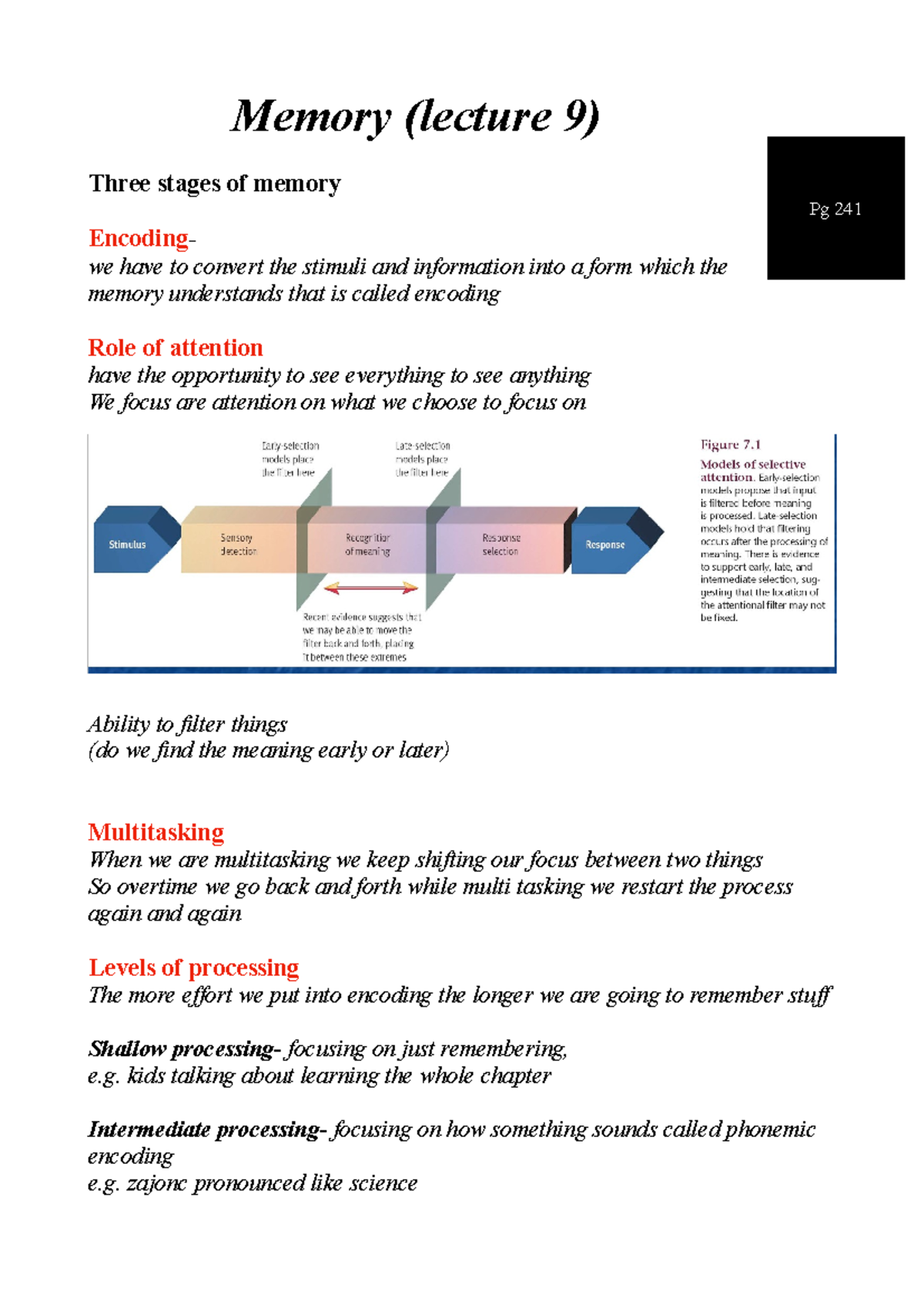 Memory (L9ch6) - Lecture notes lecture 9 - Memory (lecture 9) Three ...