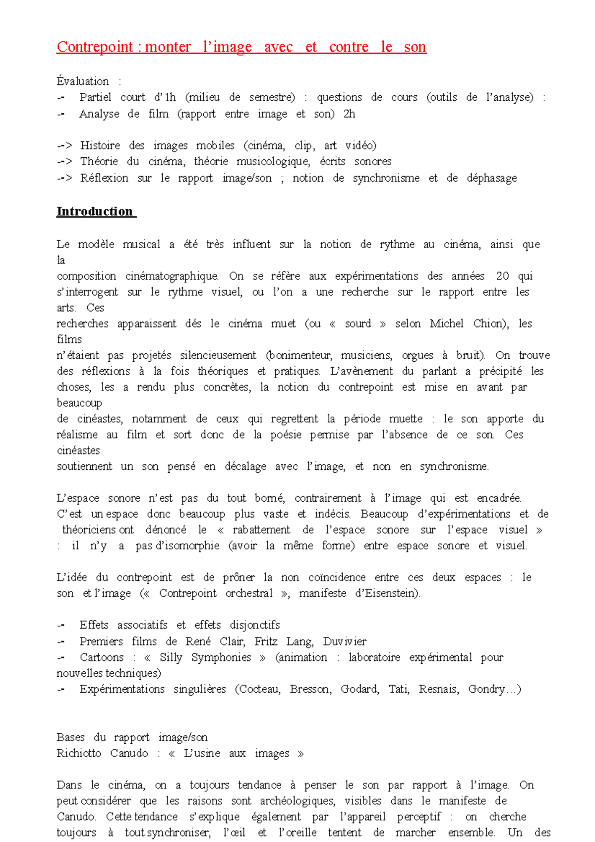 Contrepoint - Cinema - Contrepoint : monter l’image avec et contre le ...