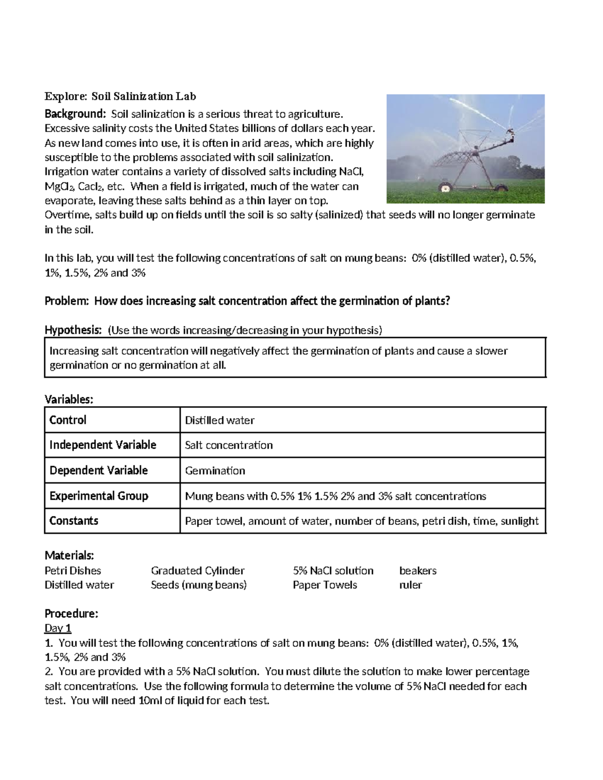 Explore Salinization Lab Explore Soil Salinization Lab Background