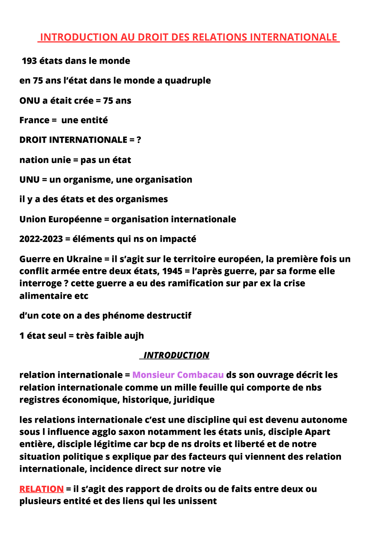 Introduction AU Droit DES Relation Internationale - INTRODUCTION AU ...