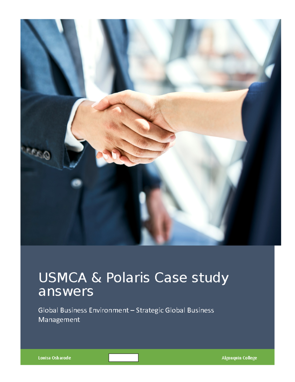 Case Study Answers Usmca and Polaris - USMCA & Polaris Case study ...