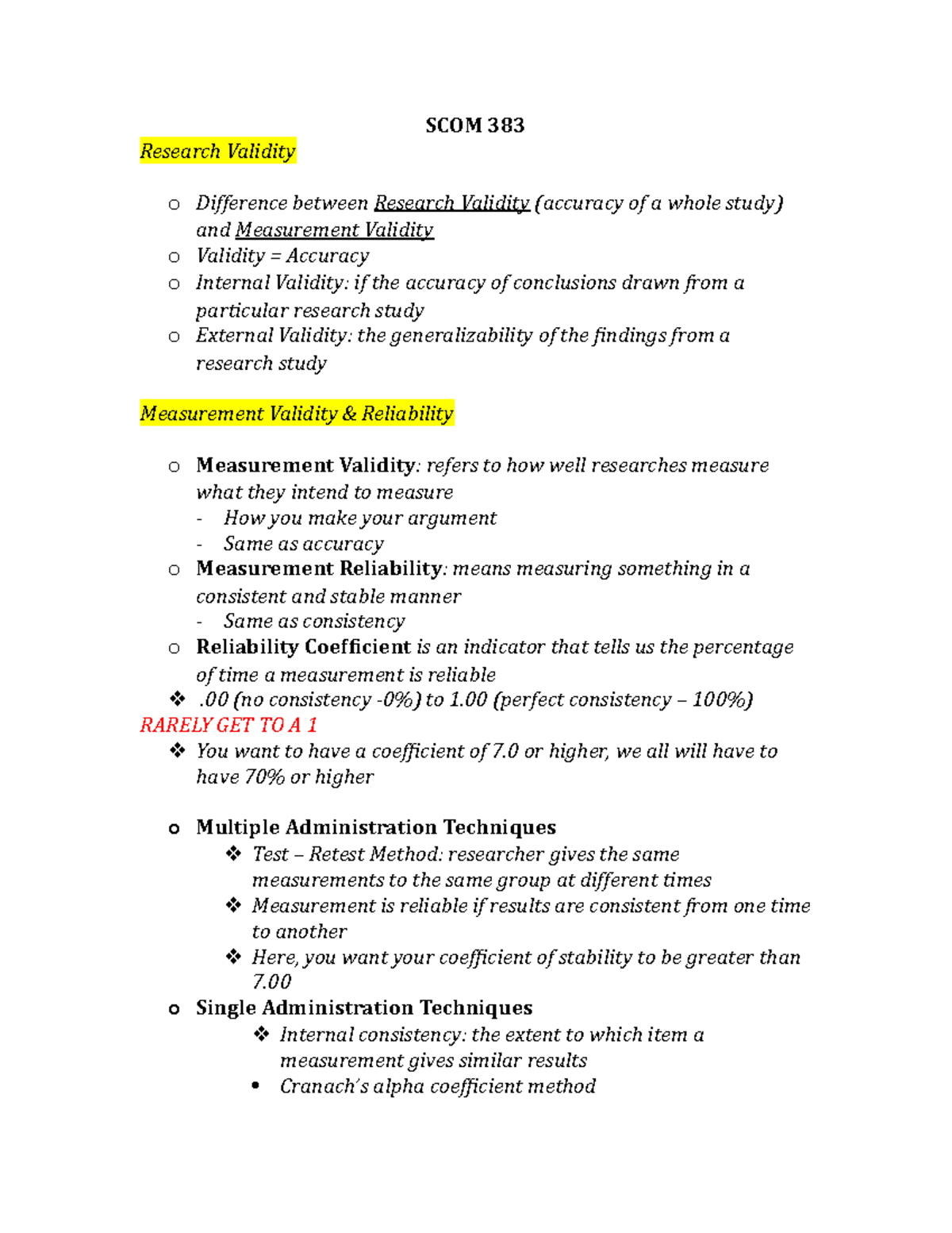 SCOM 383 - TEST 2 Notes - Summary Quantitative Experimental Research ...