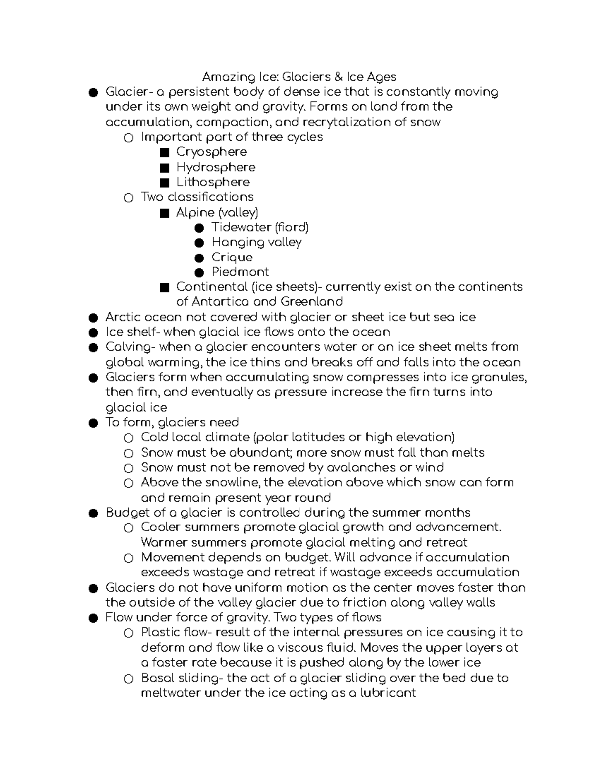 (Notes) Module 12 Power Point Glaciers and Ice Ages Amazing Ice