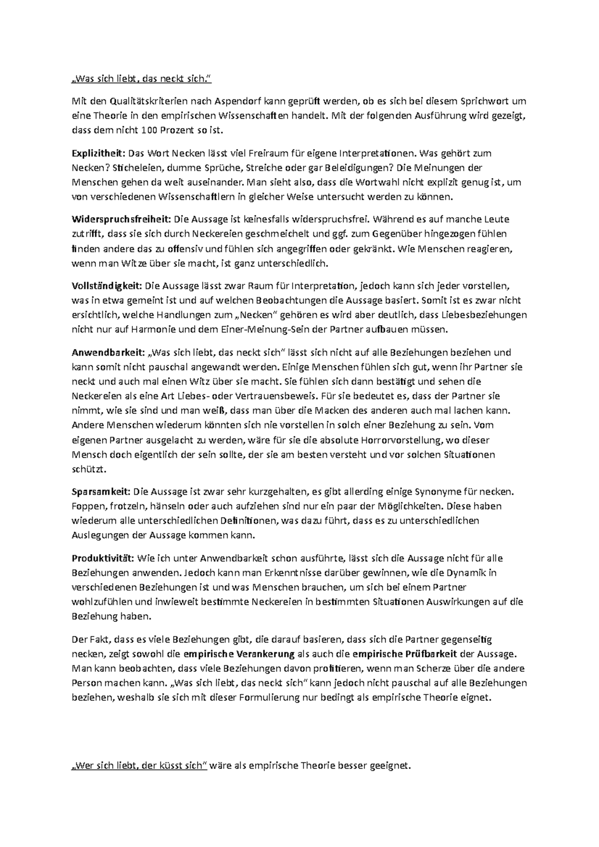 AB 1 BK Psychologie Sommersemester 2022 „Was sich liebt, das neckt sich.“ Mit den Studocu