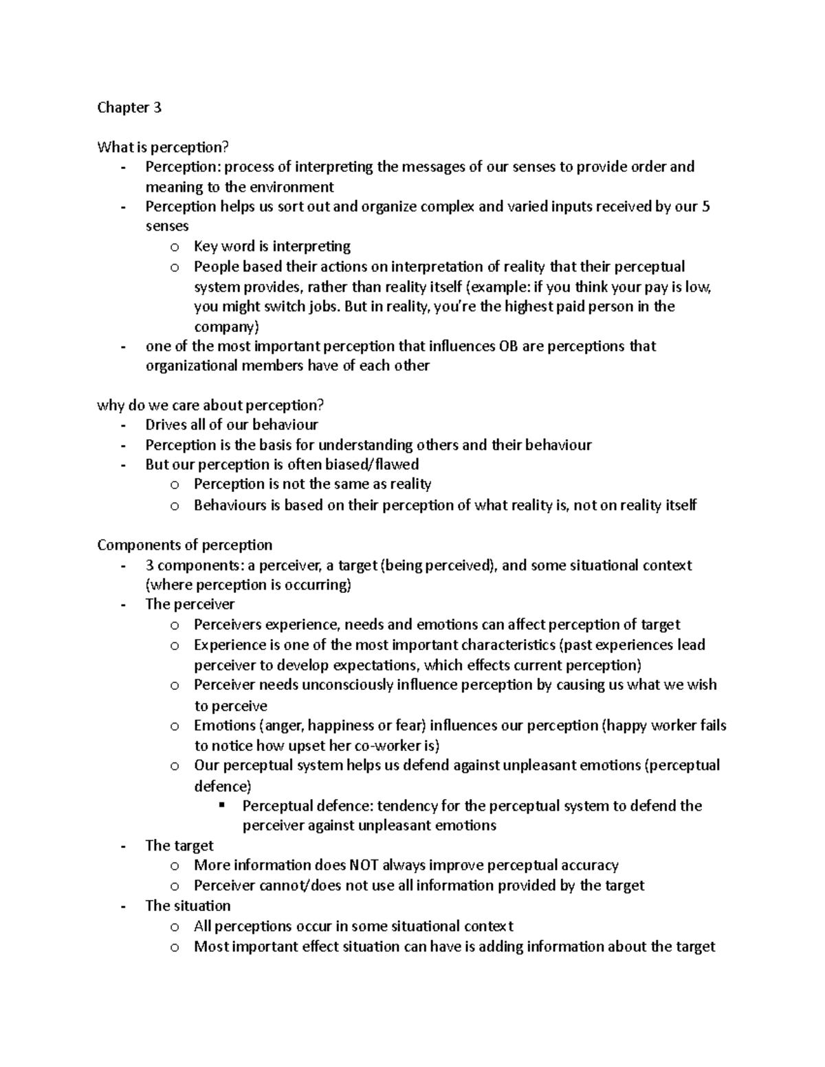 OB Chapter 3 - these are my class lecture and textbook notes combined ...