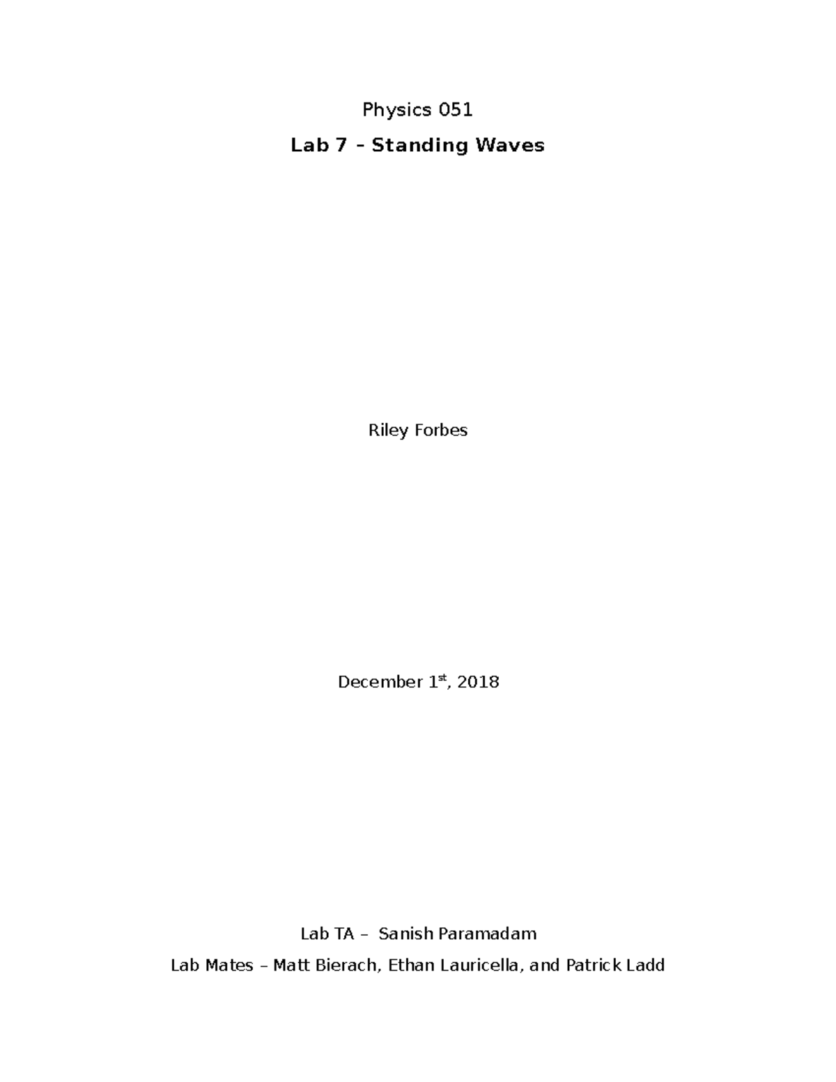 lab report physics matriculation experiment 6 standing wave