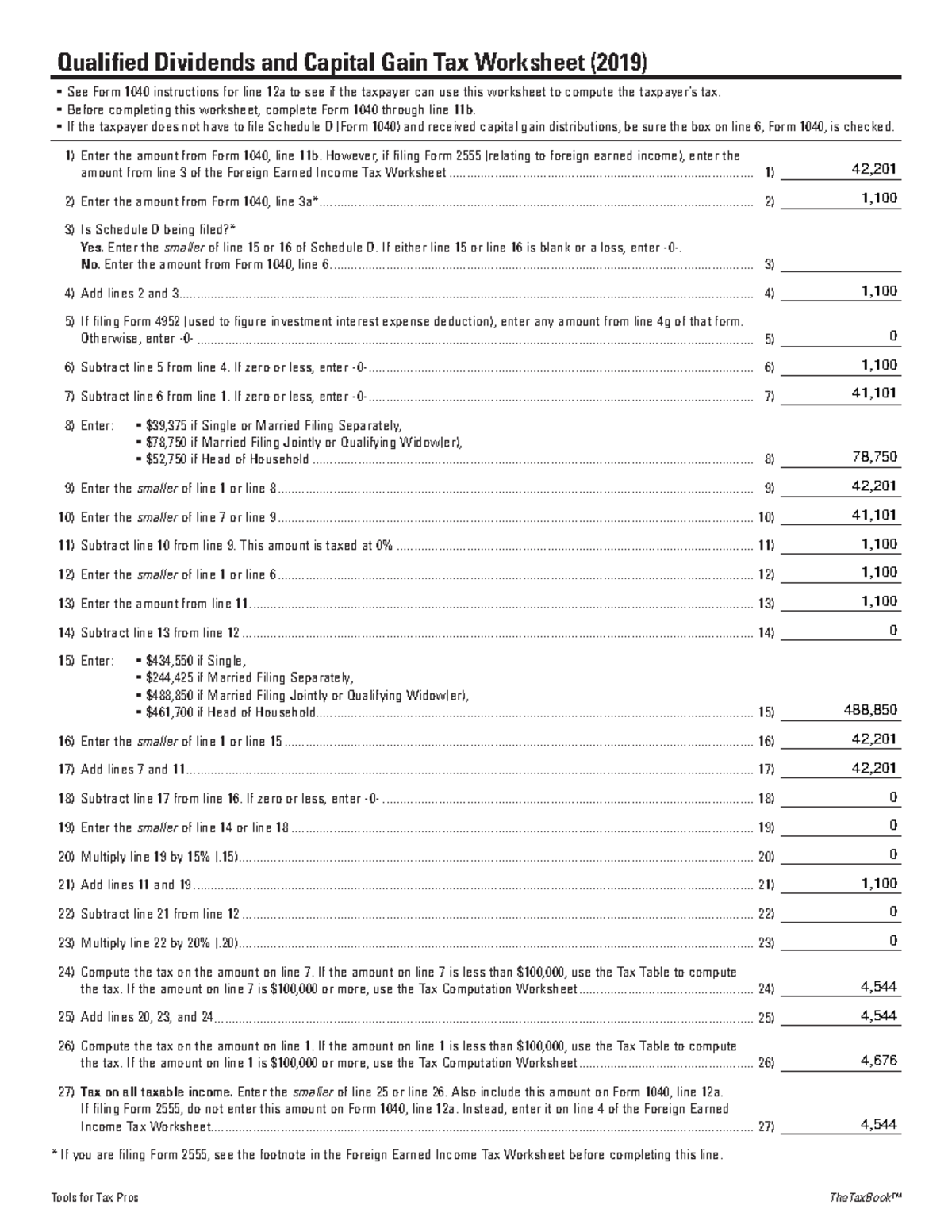 SDSU ACCTG 325 2019 Qualified Dividends and Capital Gain Tax Worksheet