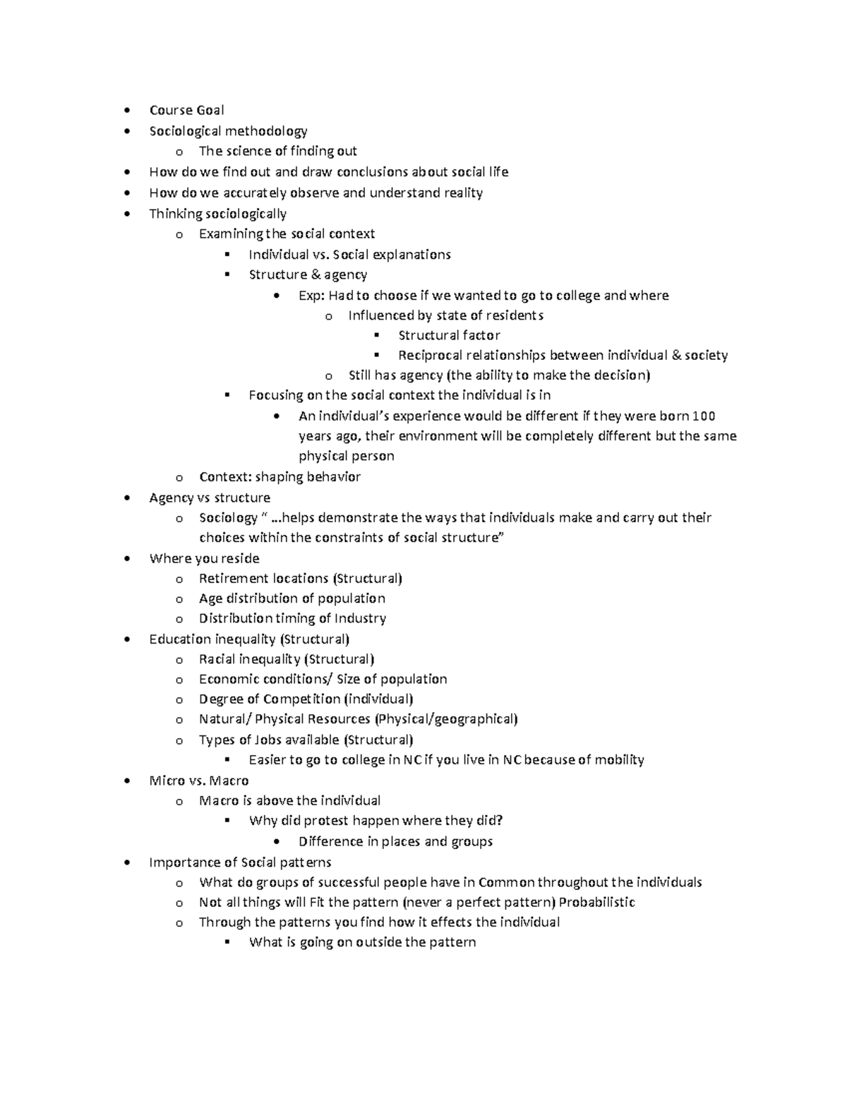 Methods of Research Notes - Course Goal Sociological methodology o The ...