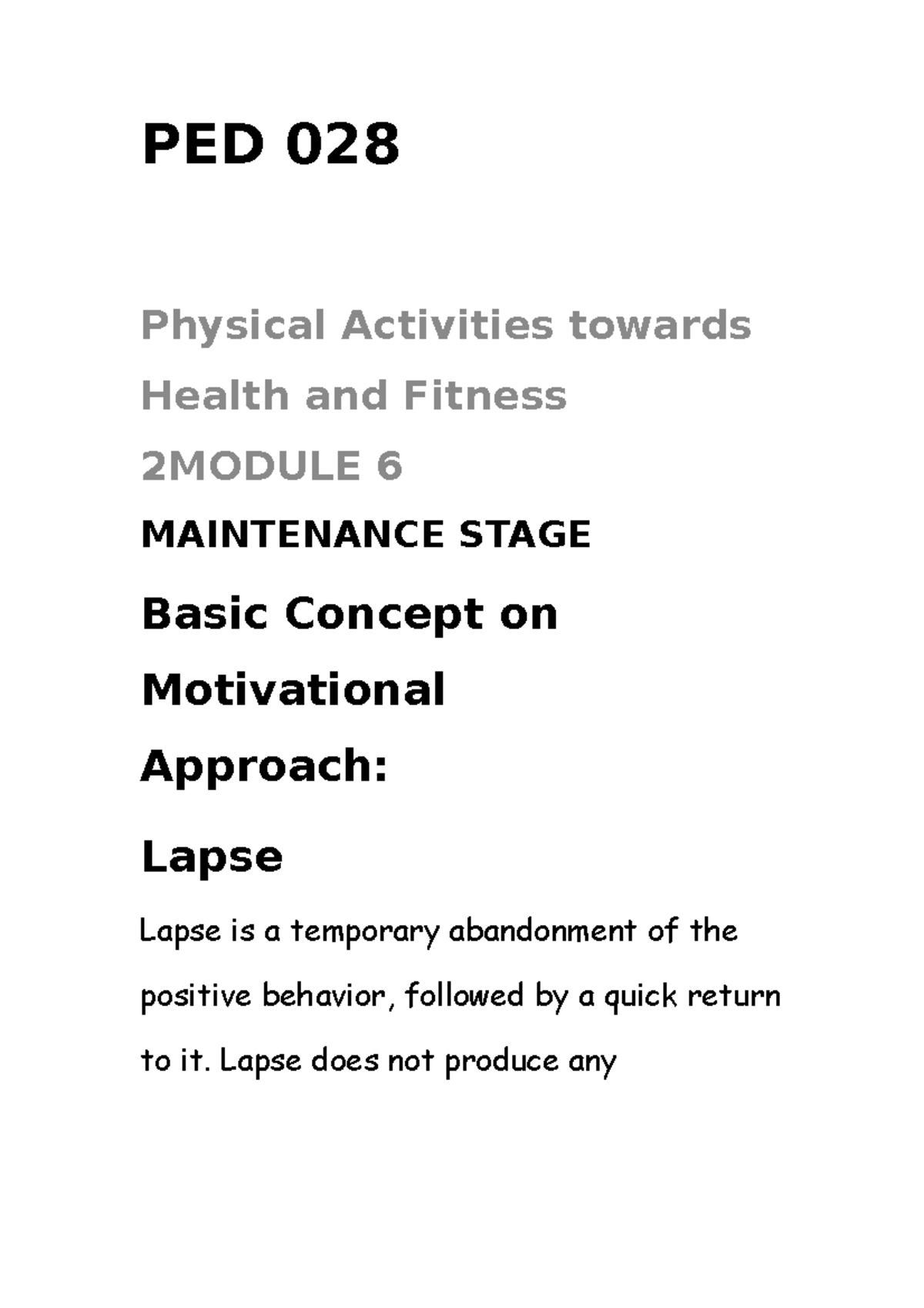 Ped 028 Physical Activities Towards Health And Fitness M6 Ped 028