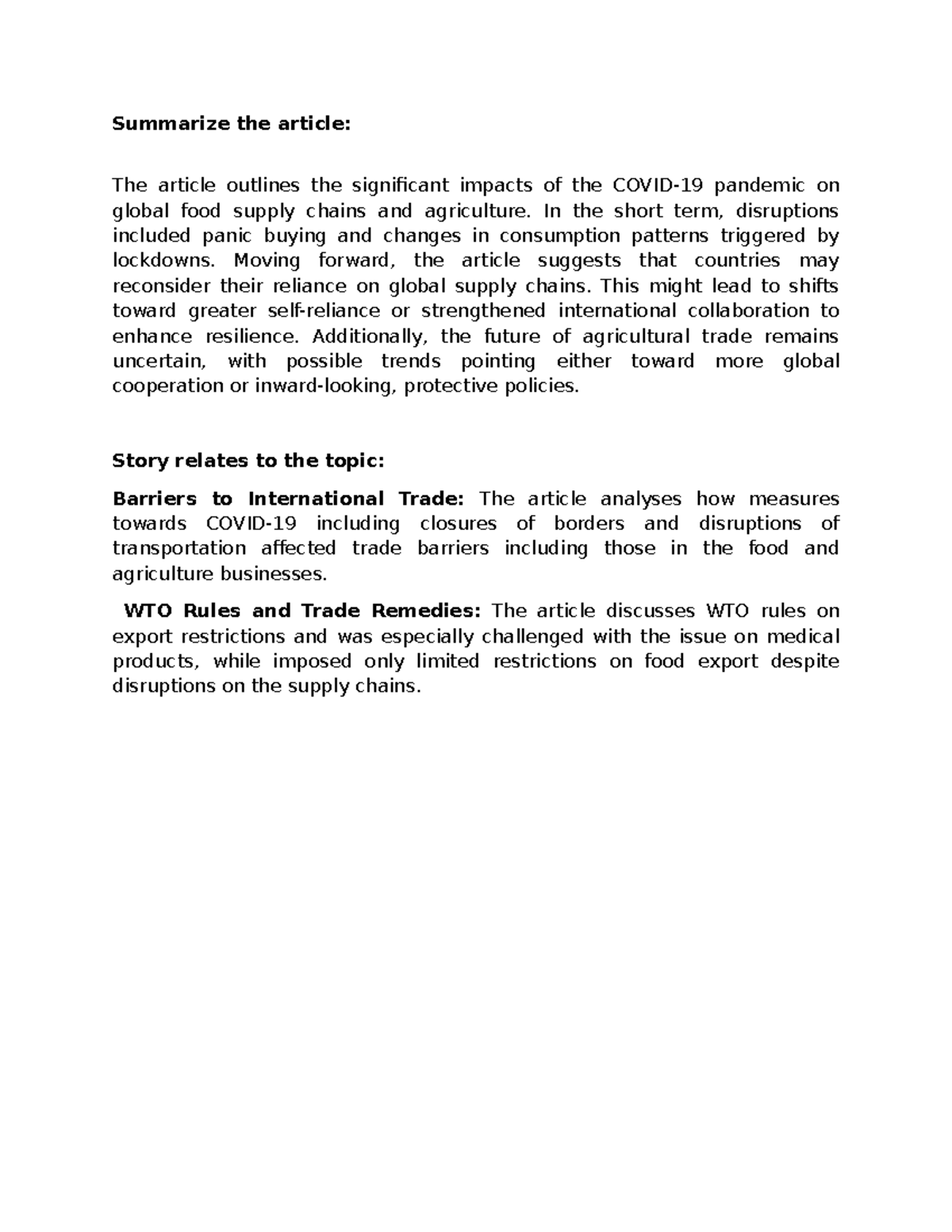 Summarize the article - notes - Summarize the article: The article ...