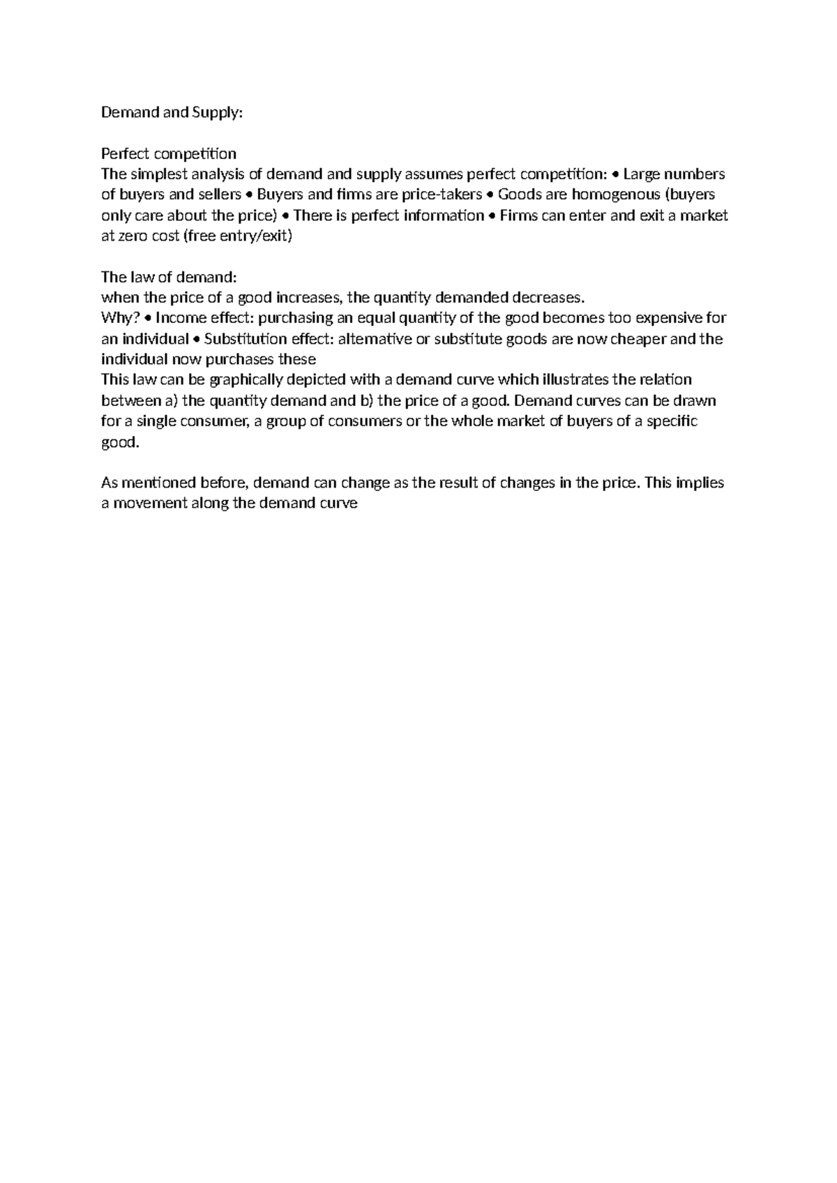 Demand and Supply - Demand and Supply: Perfect competition The simplest ...