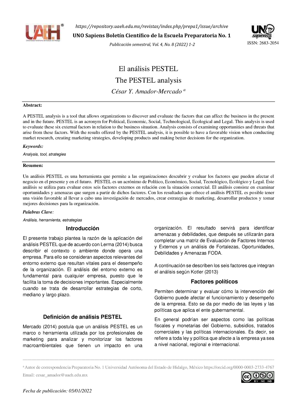 Analisis Pestel Pastel Repository Uaeh Edu Revistas Index Prepa Issue Archive Uno Sapiens