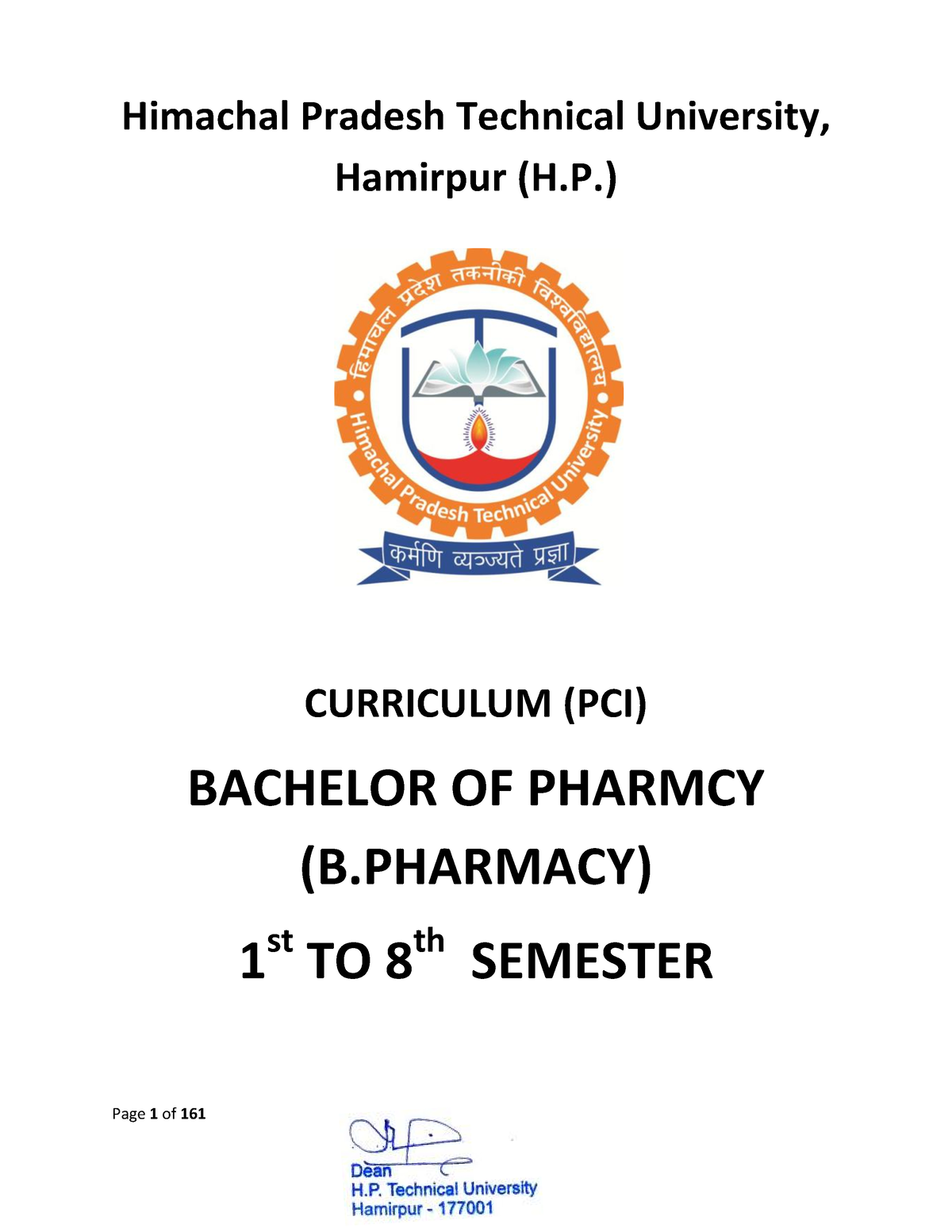 Syllabus Of B Pharmacy - Himachal Pradesh Technical University ...