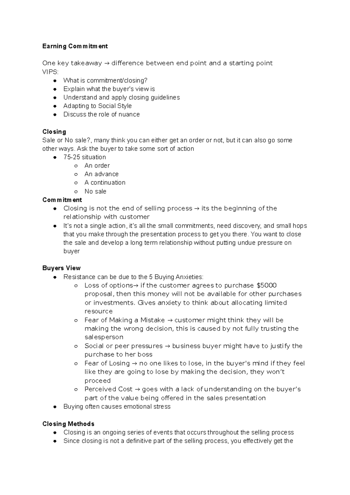 RMT 307 Earning Commitment 4 6 - Earning Commitment One key takeaway → ...