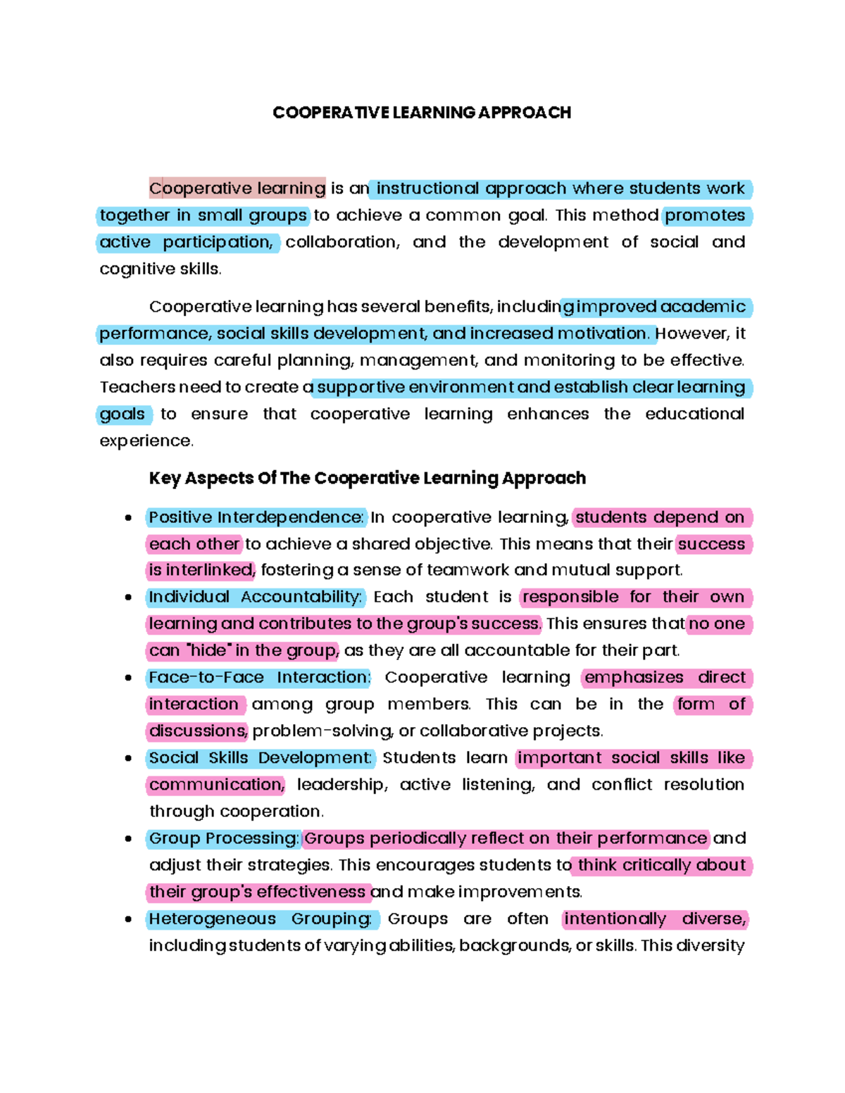 Cooperative- Learning- Approach - COOPERATIVE LEARNING APPROACH ...
