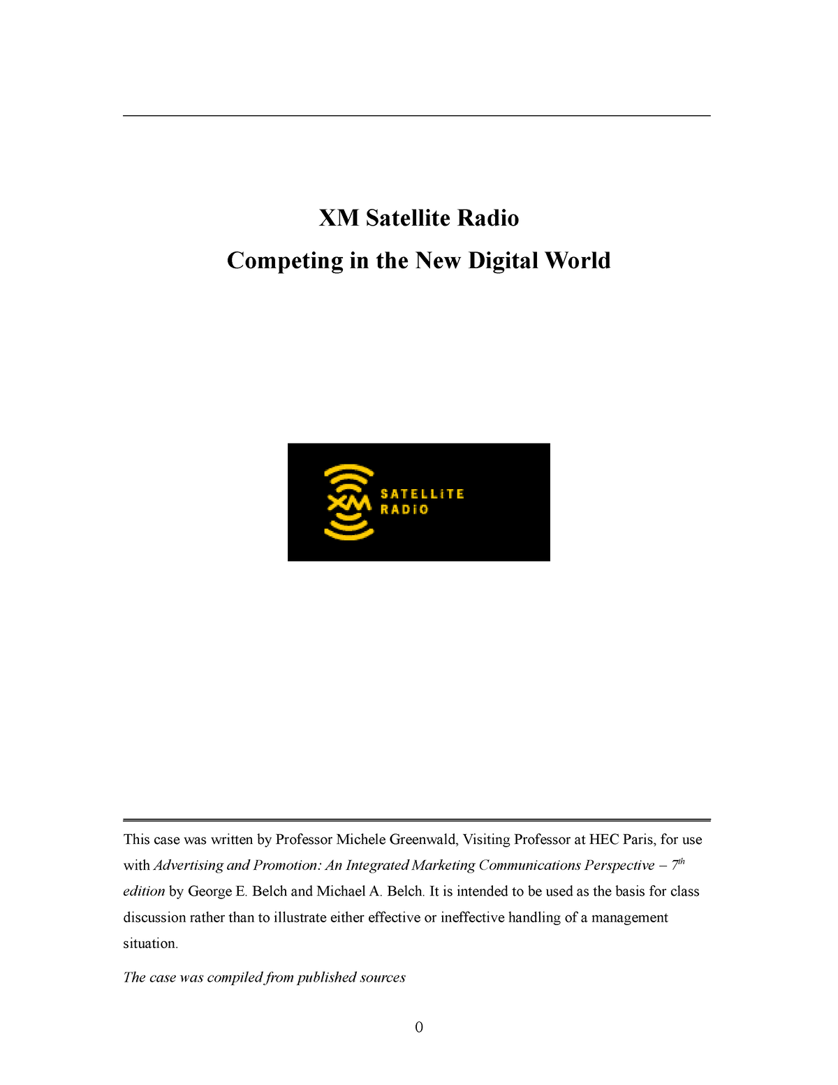 xm satellite radio case study solution