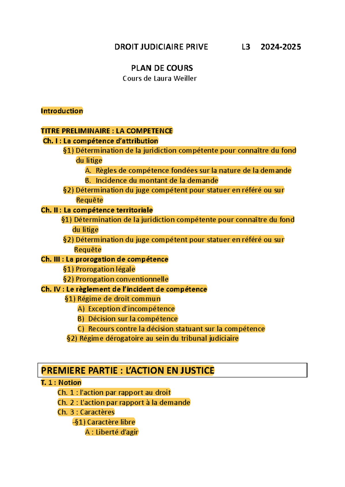 Plan du cours - plan - DROIT JUDICIAIRE PRIVE L3 2024 - 2025 PLAN DE ...