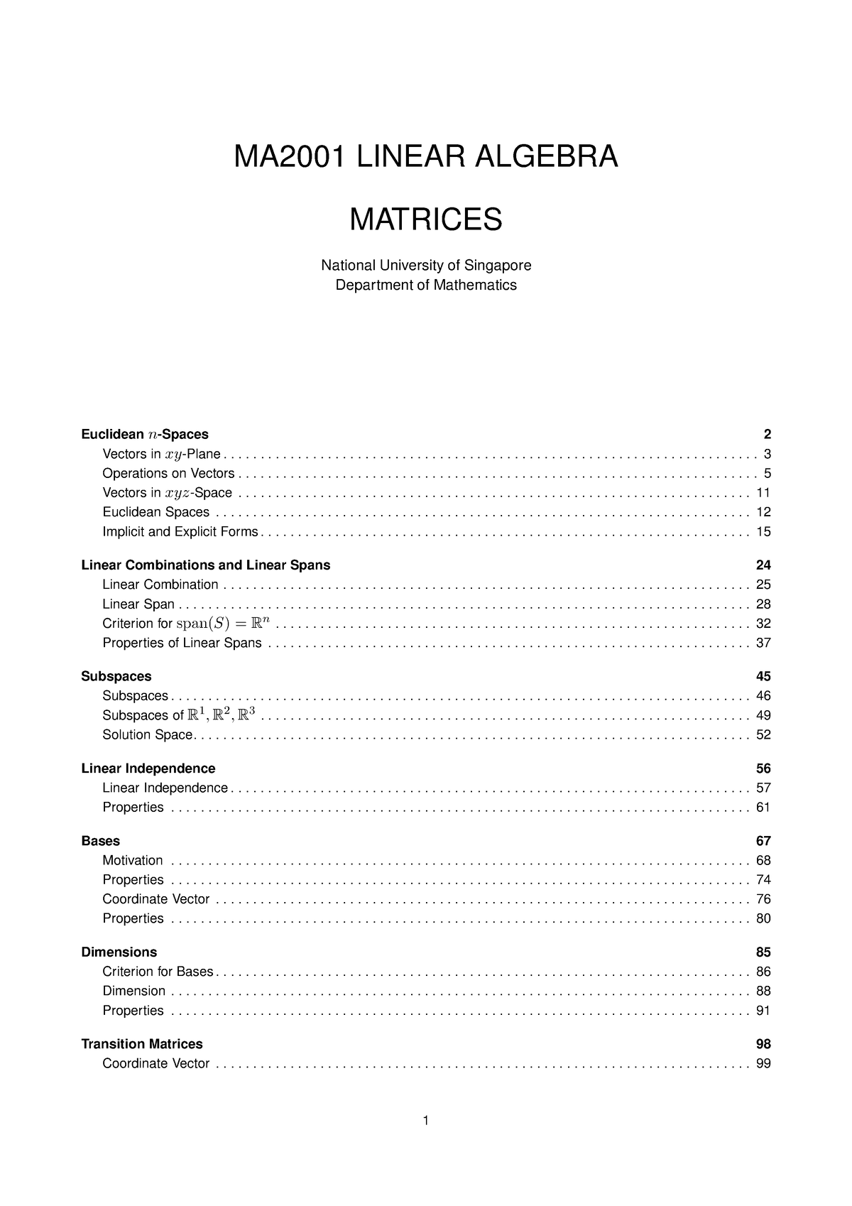 MA2001-Chapter 3 - ... - MA2001 LINEAR ALGEBRA MATRICES National ...