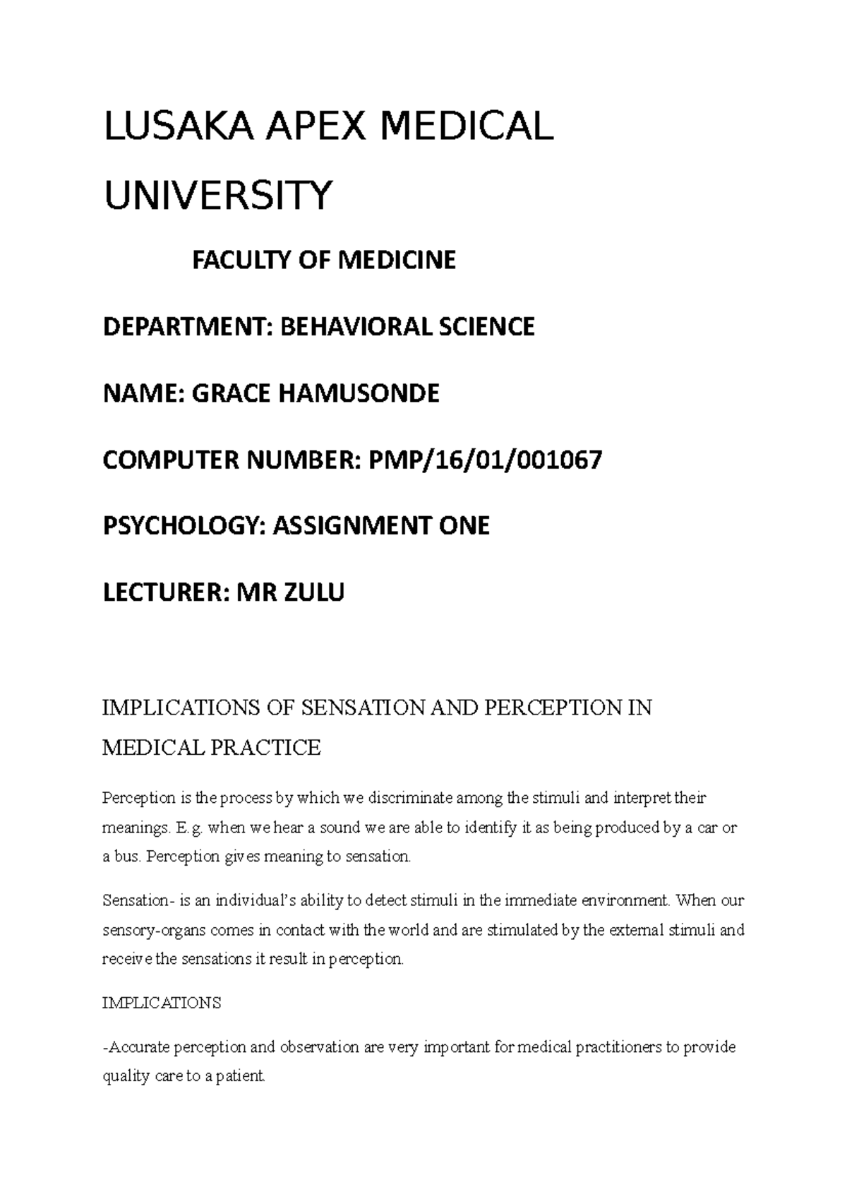 Lusaka APEX Medical Universit 2 - LUSAKA APEX MEDICAL UNIVERSITY