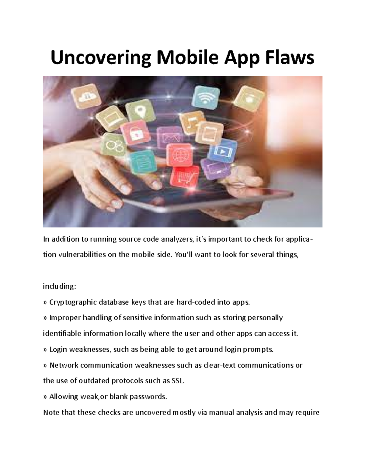 Uncovering Mobile App Flaws - You’ll want to look for several things ...
