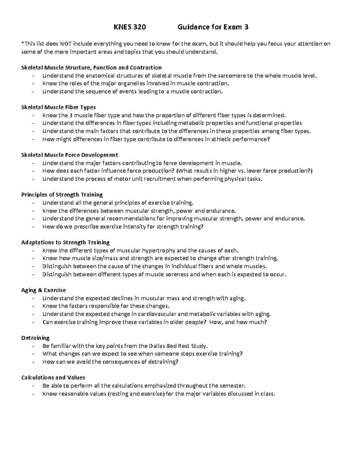 Exam3-Guidance - exam 3 final - KNES 320 Guidance for Exam 3 *This list ...