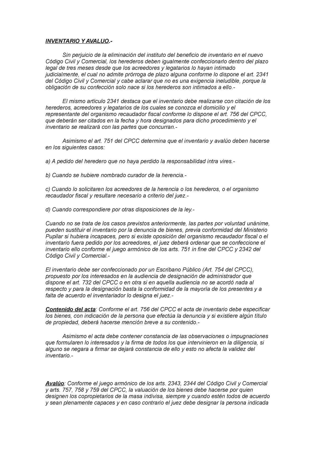 Inventario Y Avaluo Resumen Inventario Y Avaluo Sin Perjuicio De La Eliminación Del 3404