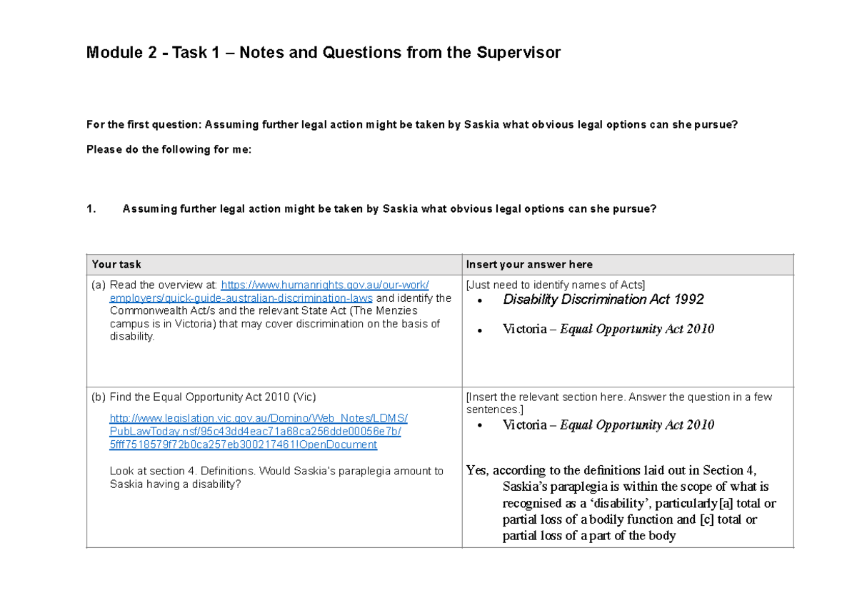 Module 2 - Task 1 - Notes And Questions From The Supervisor - Module 2 ...