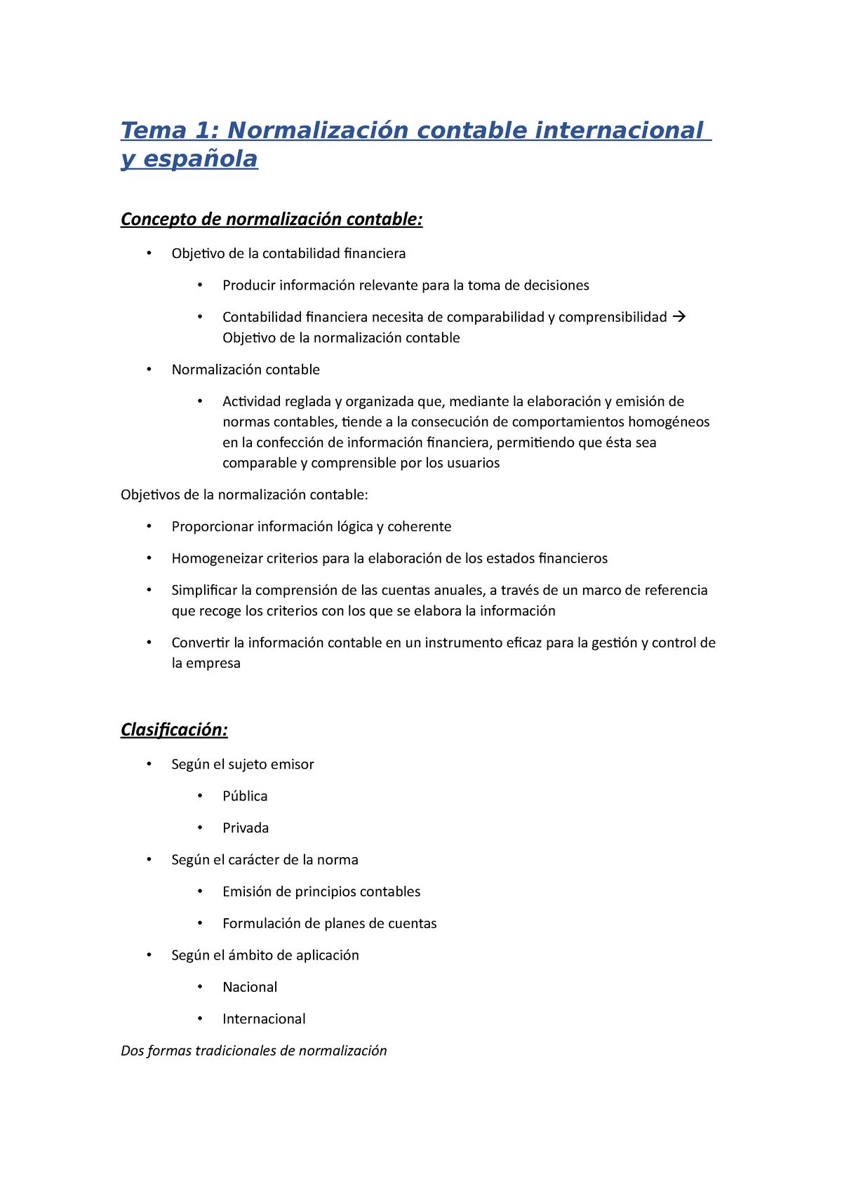 Tema 1 Tema 1 Normalización Contable Internacional Y Española Concepto De Normalización 