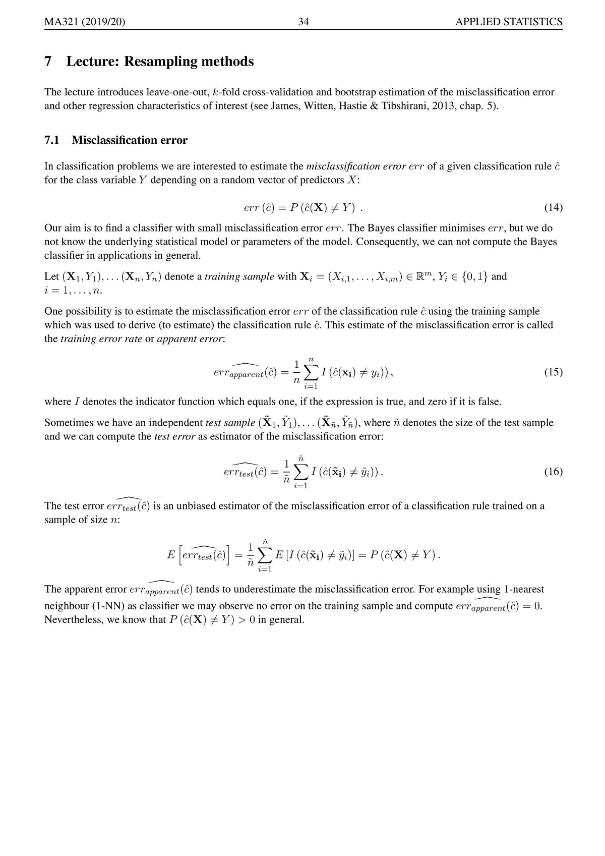 Tree-based Methods And Resampling Lecture Notes - 7 Lecture: Resampling ...