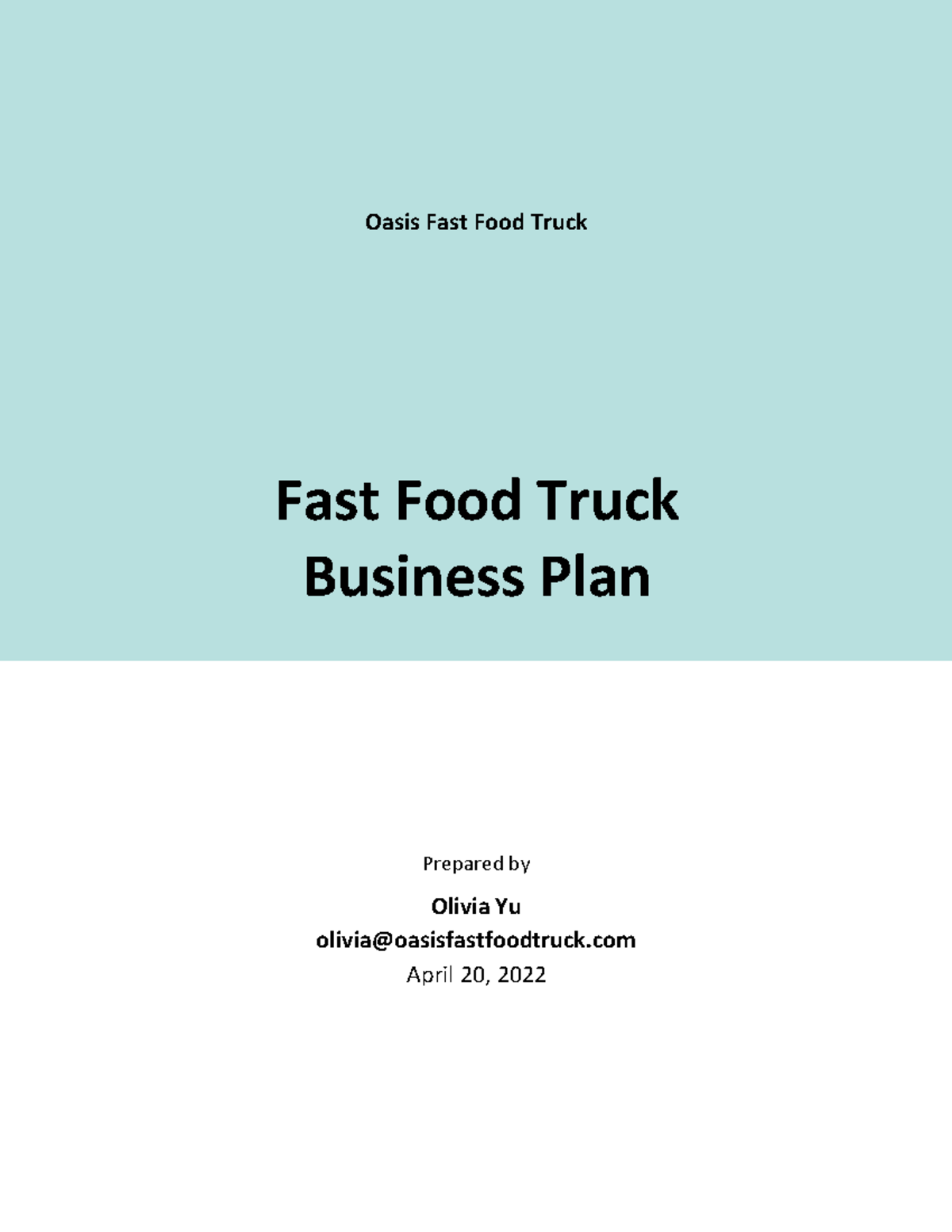 Fast Food Truck Business Plan Sample - Oasis Fast Food Truck Fast Food ...