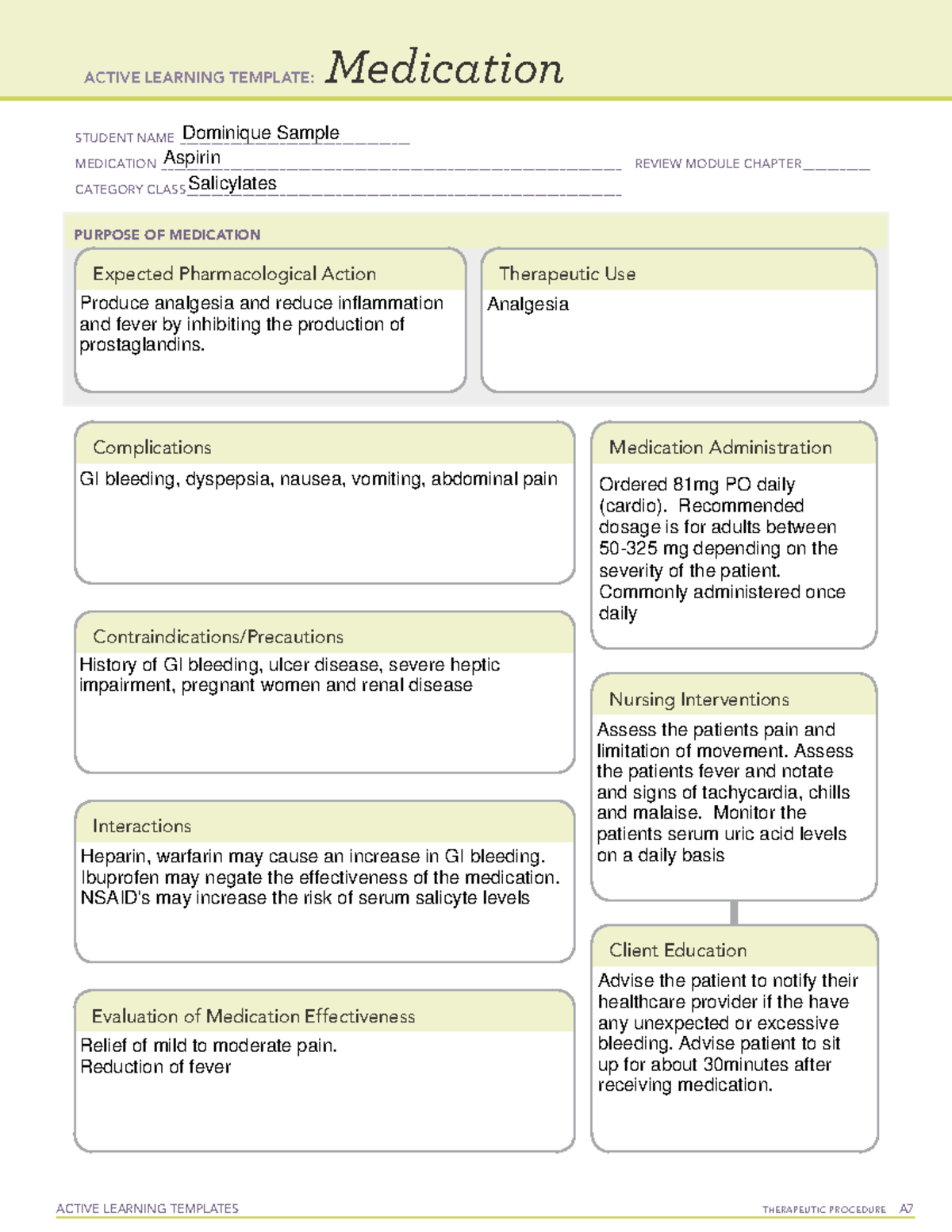 Aspirin Active Learning Template - ACTIVE LEARNING TEMPLATES ...