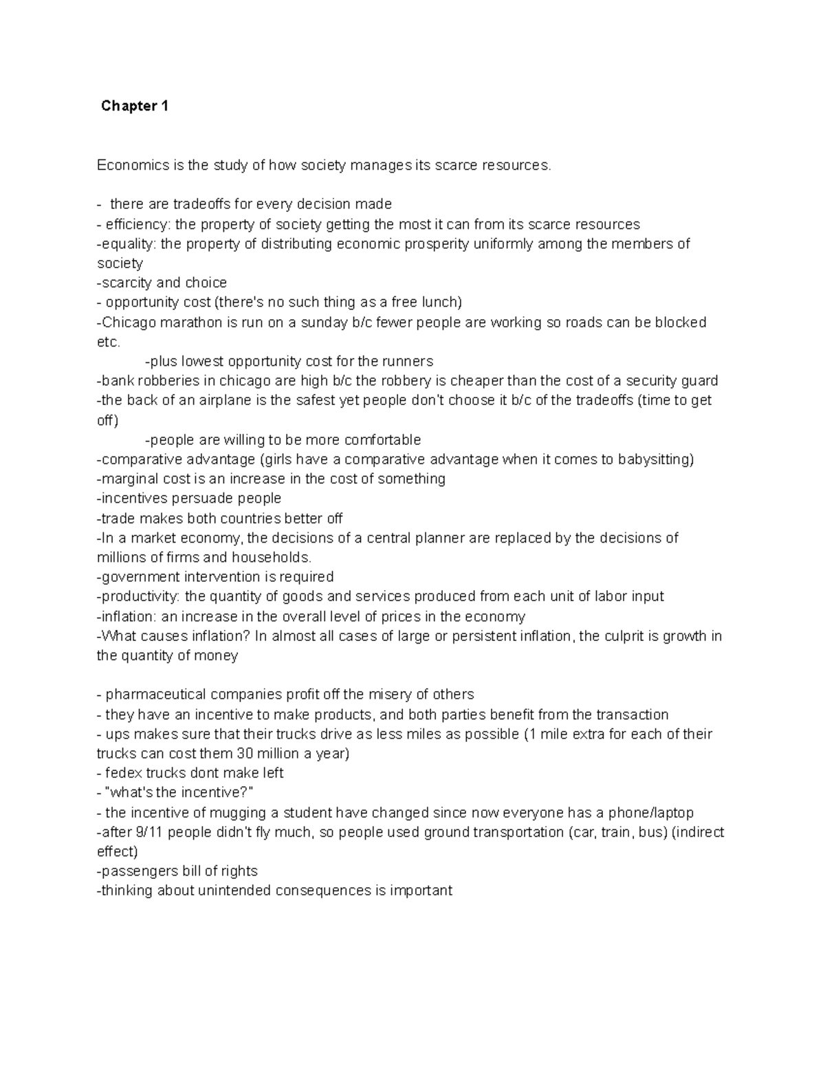 Econ Notes - Chapter 1 Economics is the study of how society manages ...