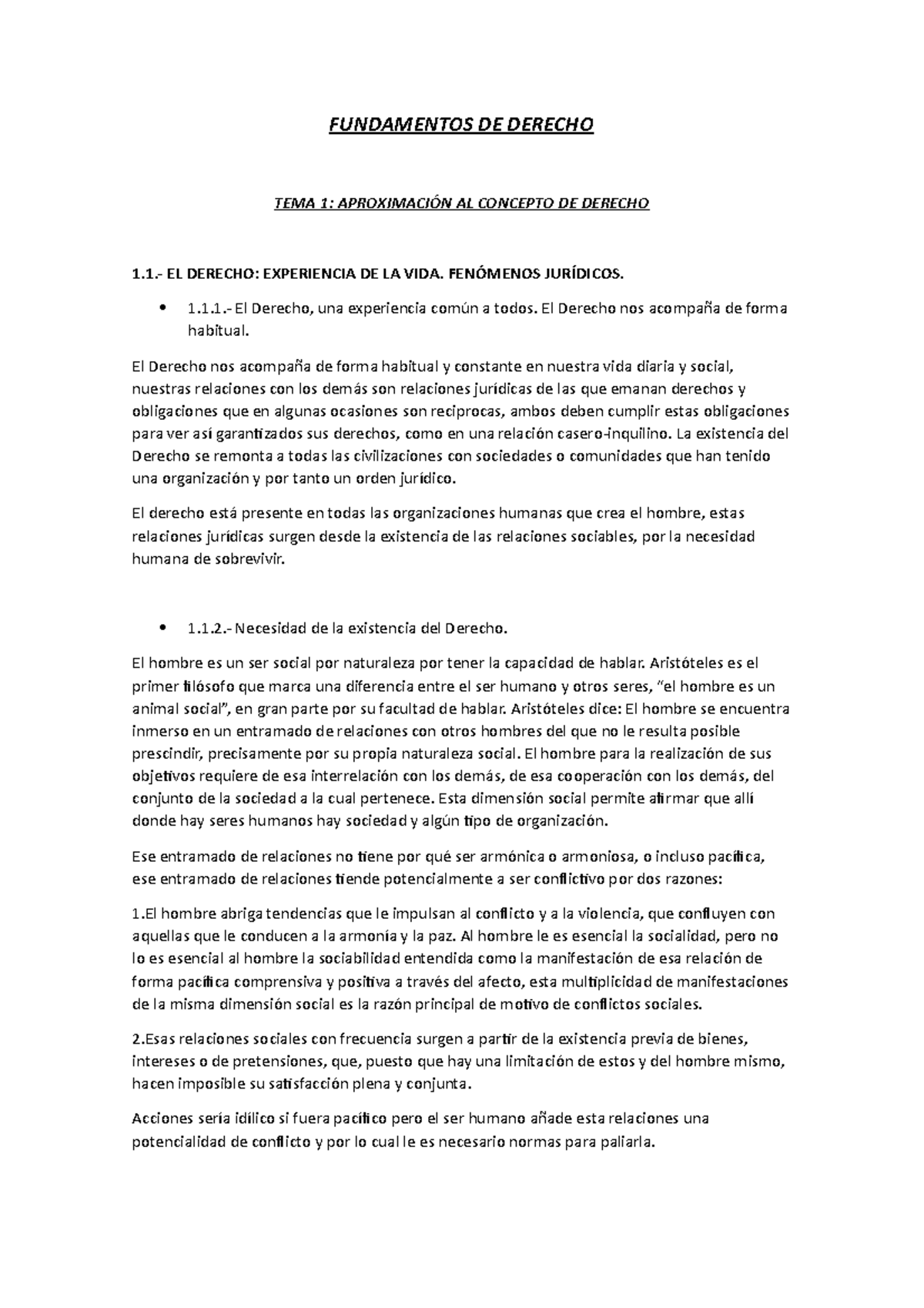 Fundamentos De Derecho Apuntes - FUNDAMENTOS DE DERECHO TEMA 1 ...