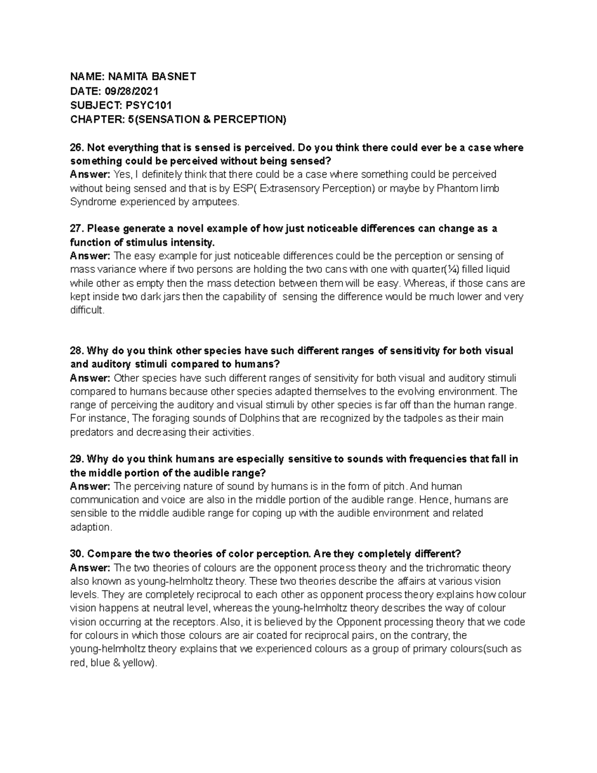 Critical Thinking Questions Chapter 5Namita Basnet - NAME: NAMITA ...