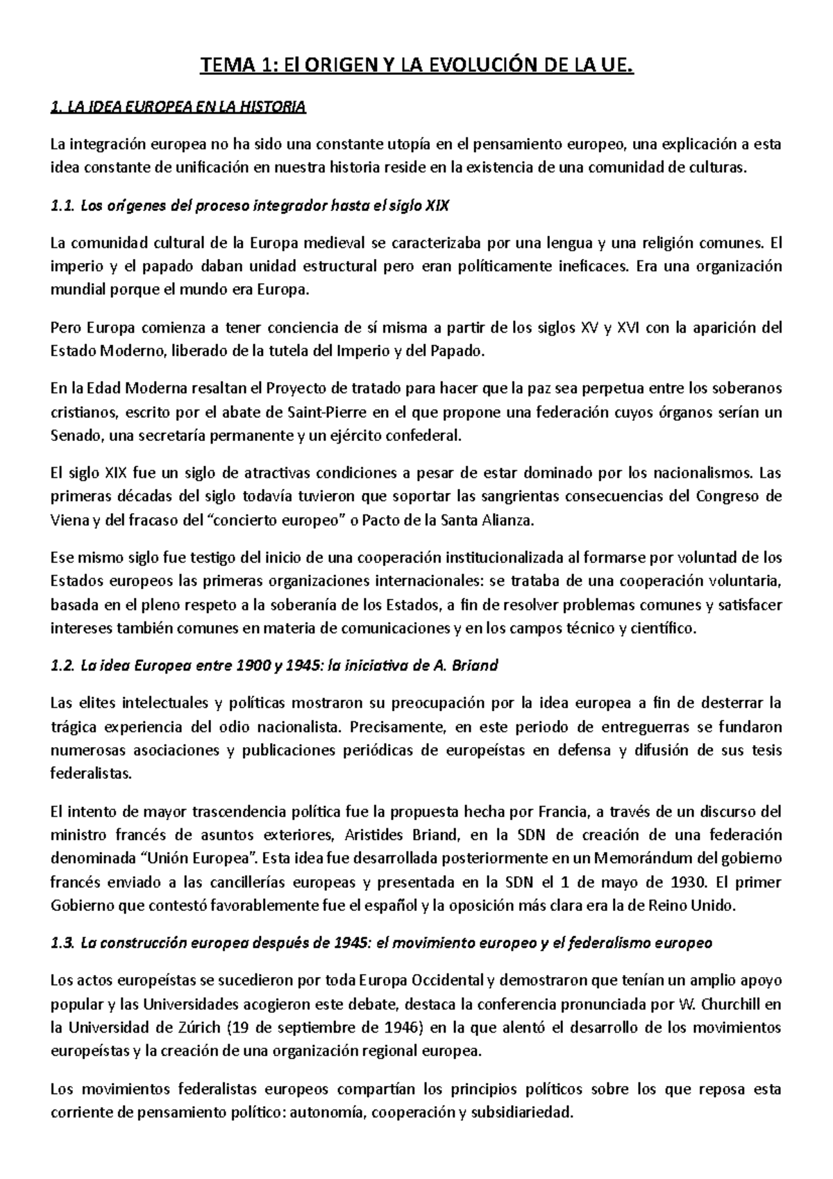 Derecho ue todo - Apuntes todo - TEMA 1: El ORIGEN Y LA EVOLUCIÓN DE LA ...