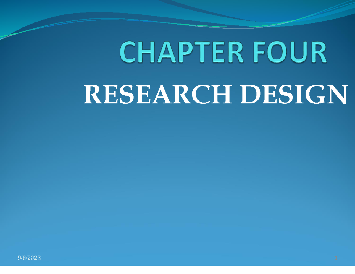 4. Research Design (Planning the Research Project) - RESEARCH DESIGN 4 ...