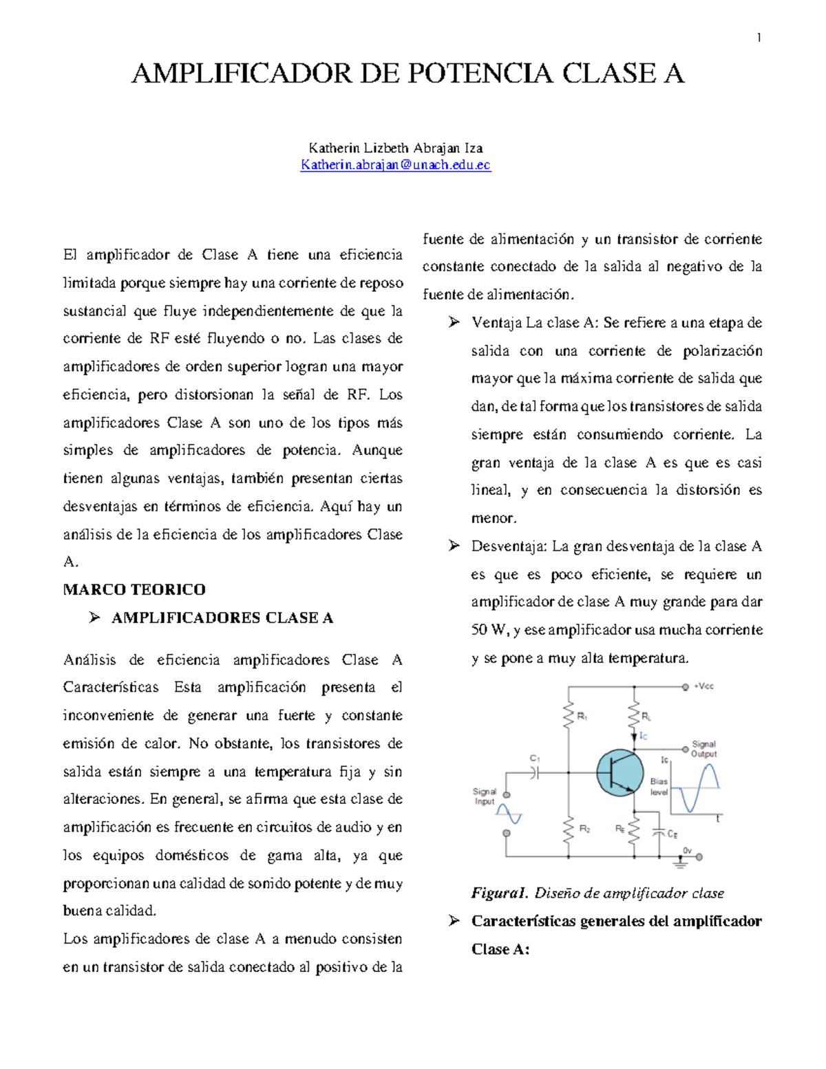 Amplificador clase b - xsx - 1 AMPLIFICADOR DE POTENCIA CLASE A El ...