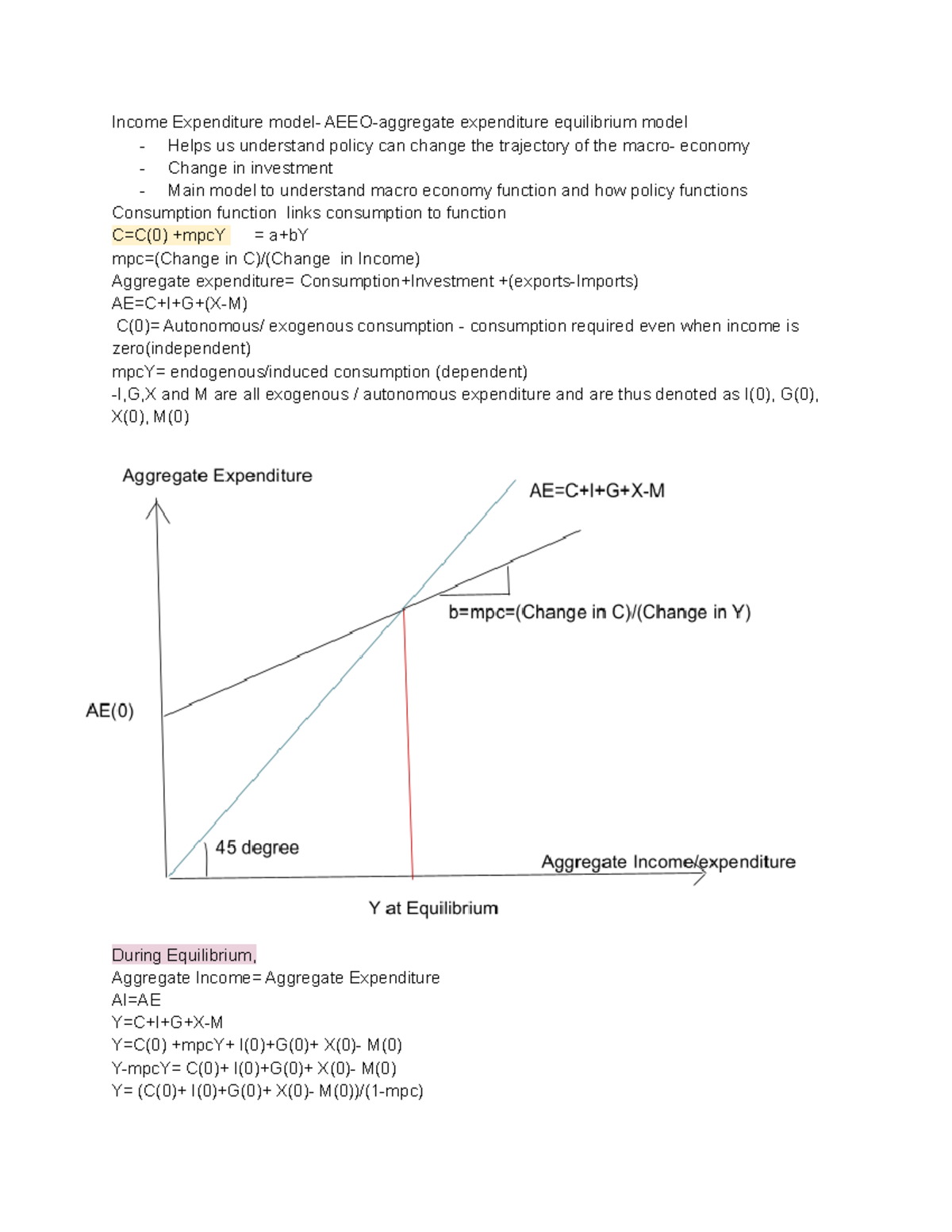 11 /10- Notes on Aggregate expenditure model - Income Expenditure model ...