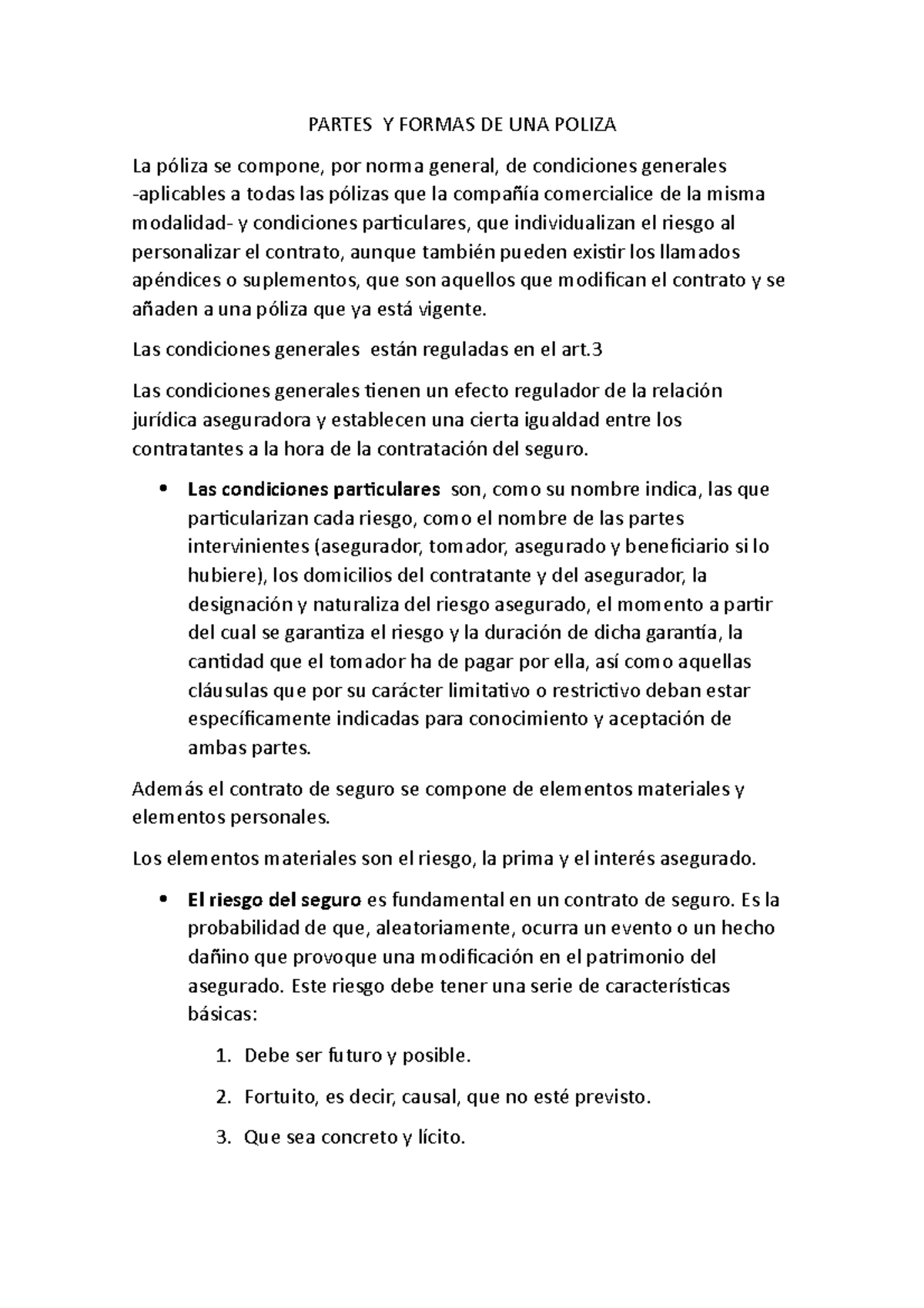 Partes Y Formas de como se conforma una poliza - PARTES Y FORMAS DE UNA ...
