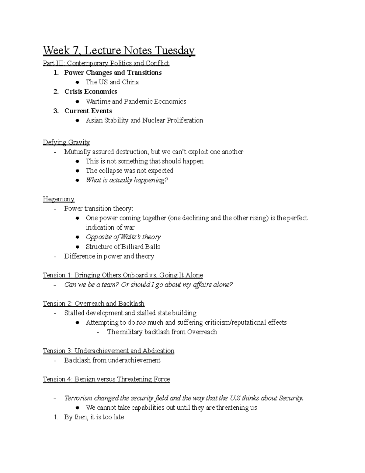 Poli Sci 7 Lecture Notes 11 Week 7 Lecture Notes Tuesday Part Iii