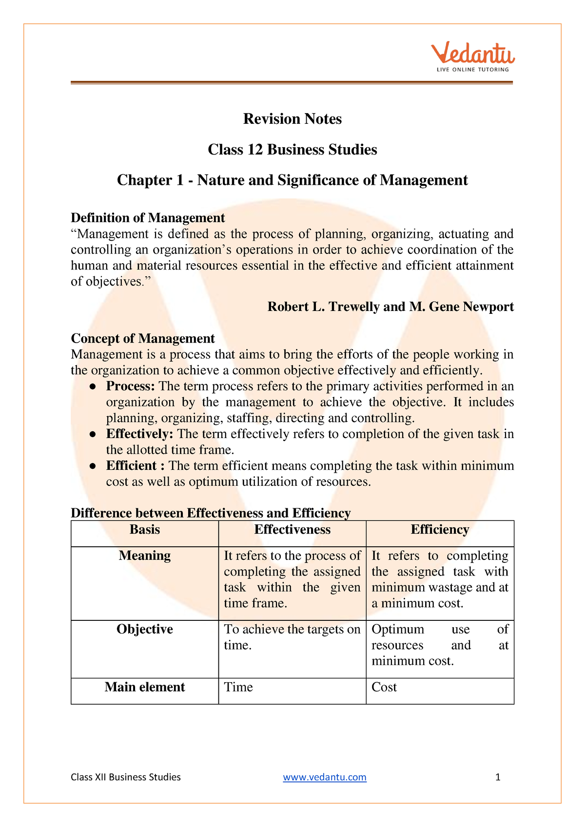 Class 12 Business Studies Chapter 1 - Revision Notes - Revision Notes ...