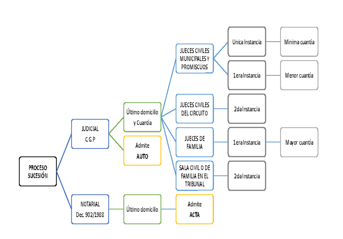 Mapas Conceptuales SUCESIONES 1 - PROCESO SUCESIÓN JUDICIAL  Último  domicilio y Cuantía JUECES - Studocu