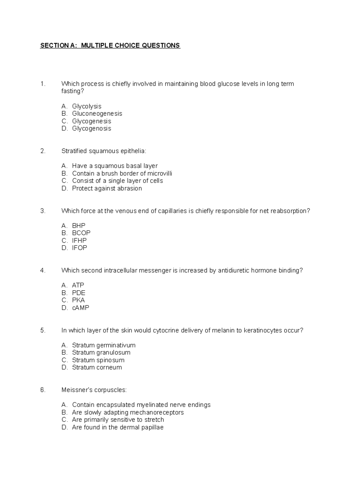 Formative Exam March 2018 - SECTION A: MULTIPLE CHOICE QUESTIONS 1 ...