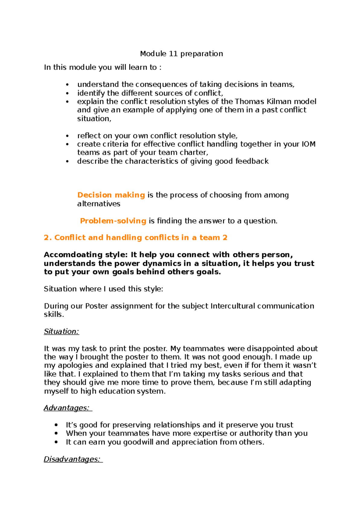 Tmd module 11 - Personal notes - Module 11 preparation In this module ...