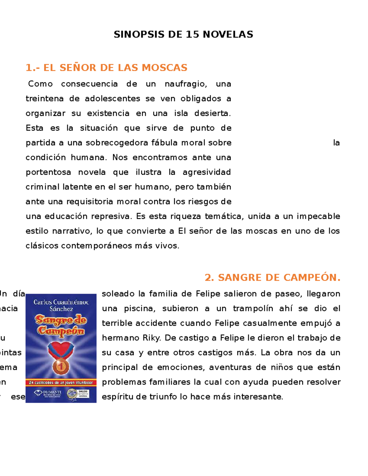 Sinopsis De Las 15 Novelas - SINOPSIS DE 15 NOVELAS 1.- EL SEÑOR DE LAS ...