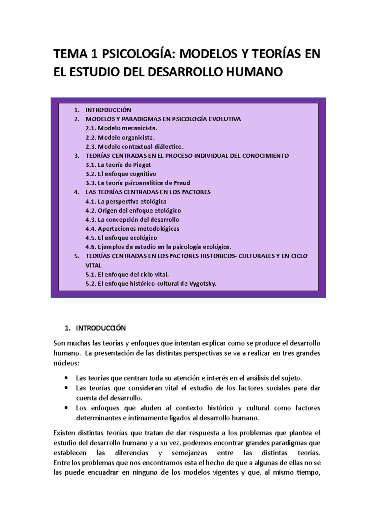 TEMA 1 Psicologia - Apuntes tema 1 - Psicología del desarrollo para  trabajadores sociales - TEMA 1 - Studocu