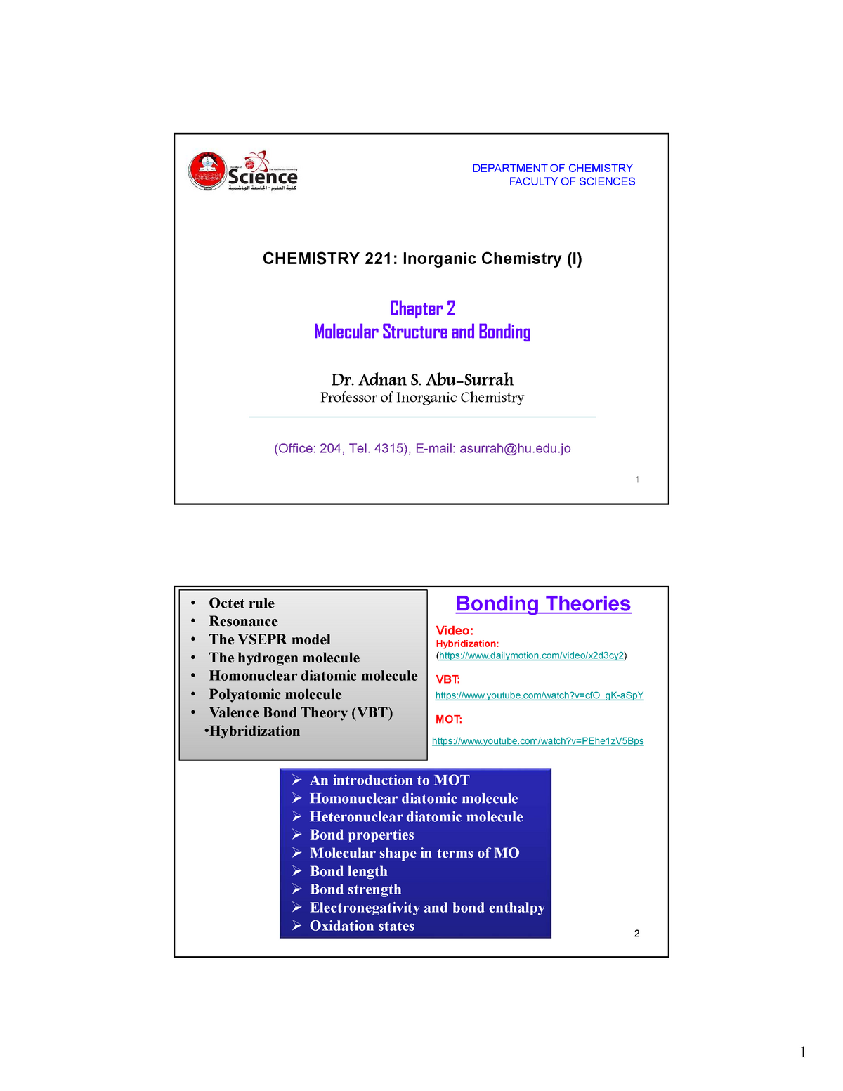 Chapter 2 Molecular Structure And Bonding-CHEM 221 - CHEMISTRY 221 ...