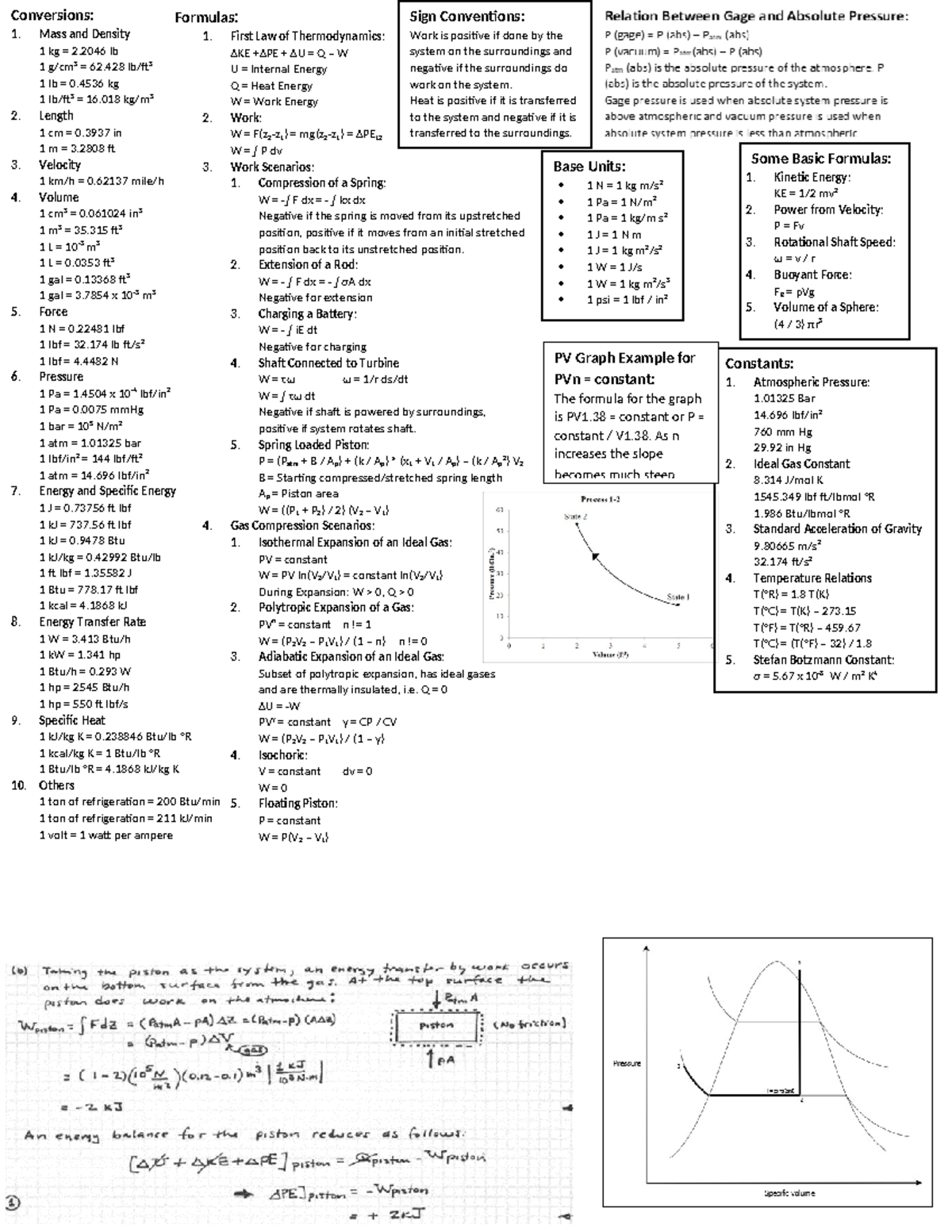 Midterm Cheat Sheet - Conversions: Mass and Density 1 kg = 2 lb 1 g/cm 3 =  62 lb/ft 3 1 lb = 0 kg 1 - Studocu